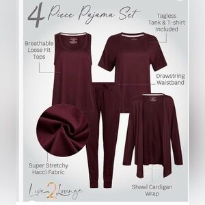 💖Women's Burgundy 4-Piece Pajama Set size XL 💖